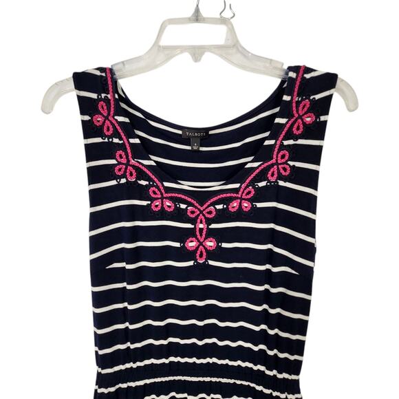 TALBOTS WOMENS MAXI DRESS SZ S BLUE WHITE PINK STRIPES PREPPY NAUTICAL COLORFUL - Picture 3 of 8